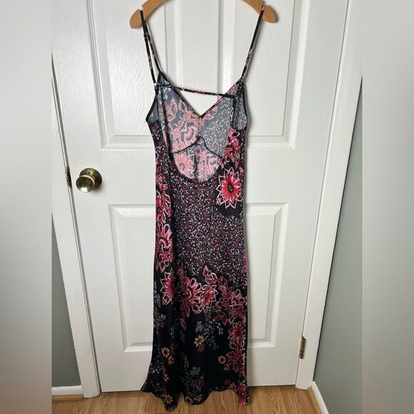 Free People Your Better Side Midi Slip Dress Black Combo M - Picture 6 of 8